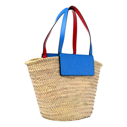 Loubishore Blue Woven Raffia Large Tote Bag