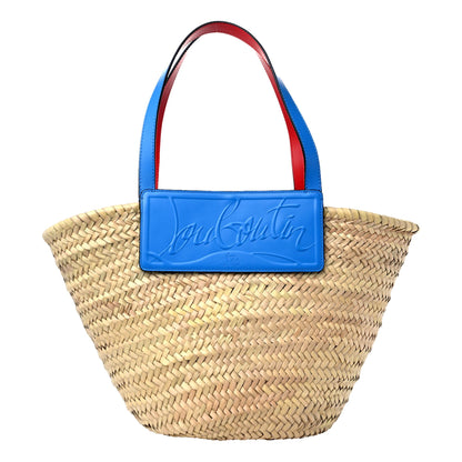 Loubishore Blue Woven Raffia Large Tote Bag