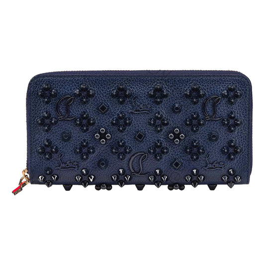 Panettone Studded Blue Leather Zip Around Wallet