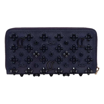 Panettone Studded Blue Leather Zip Around Wallet