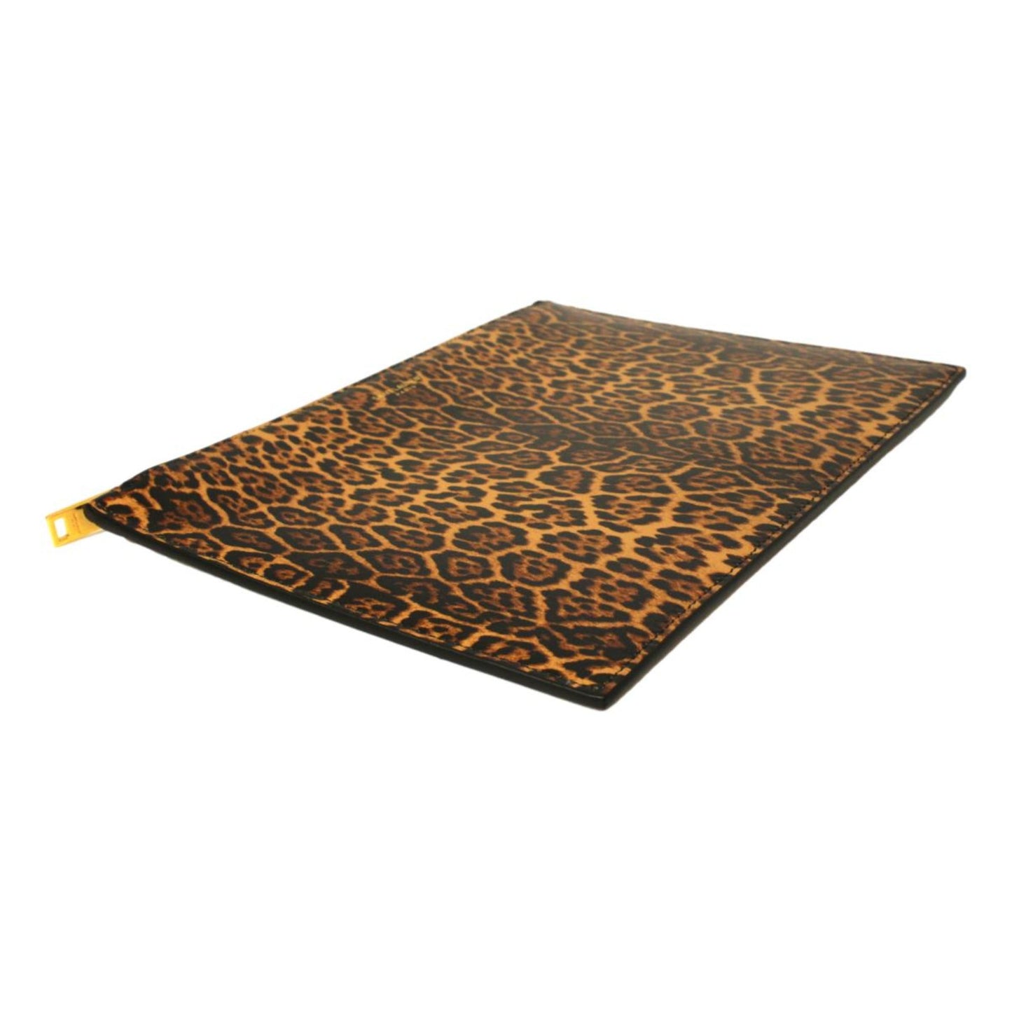 Leopard Printed Calfskin Leather Medium Pouch