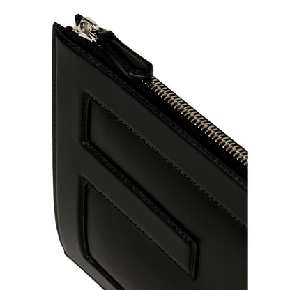 Baguette Black Calf Leather Embossed Clutch