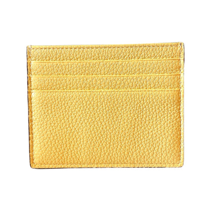 Baguette Grey and Yellow Grained Leather Card Case Wallet