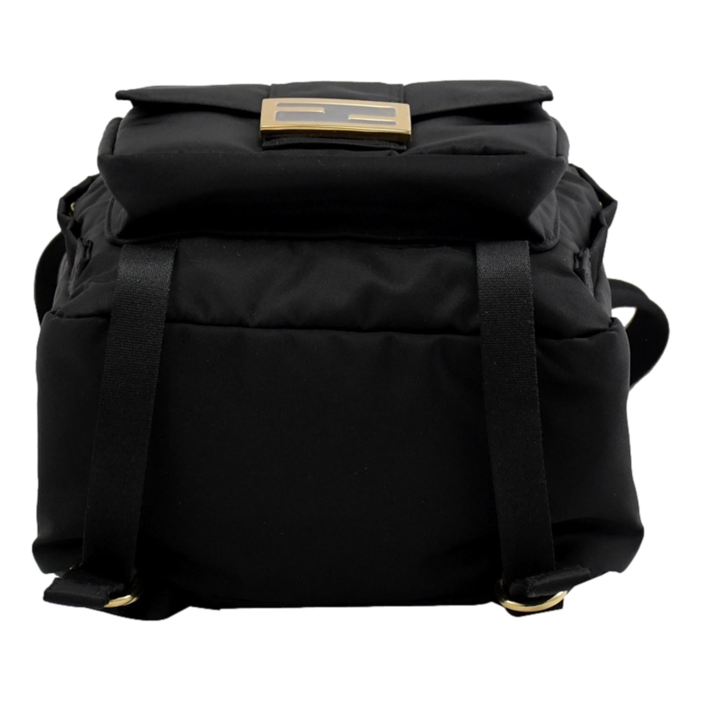 Baguette Black Nylon Gold Logo Small Travel Backpack Bag