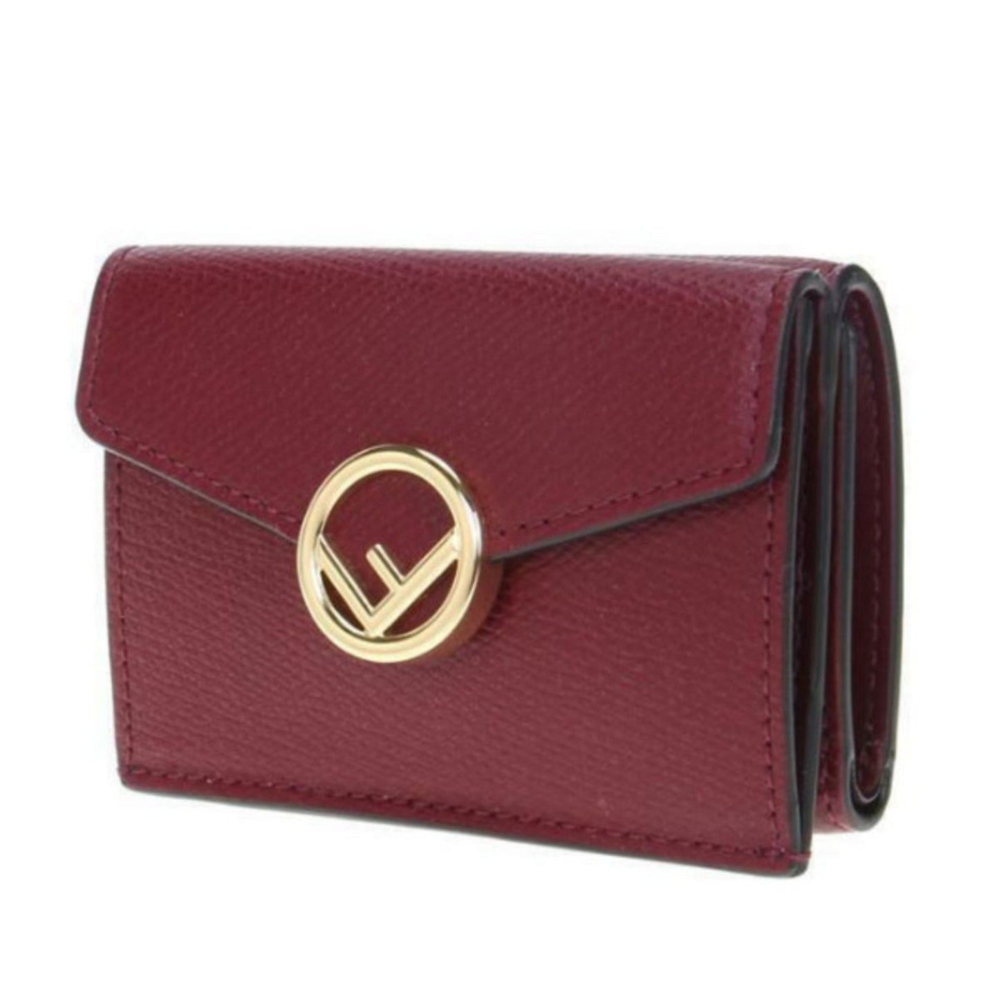 Calf Leather F Logo Barola Red Micro Trifold Wallet