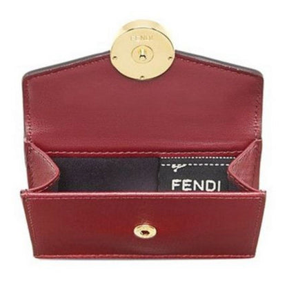 Calf Leather F Logo Barola Red Micro Trifold Wallet