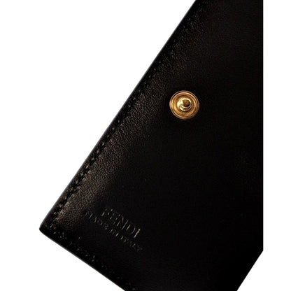 Calf Leather F Logo Brown Pink Small Bifold Wallet