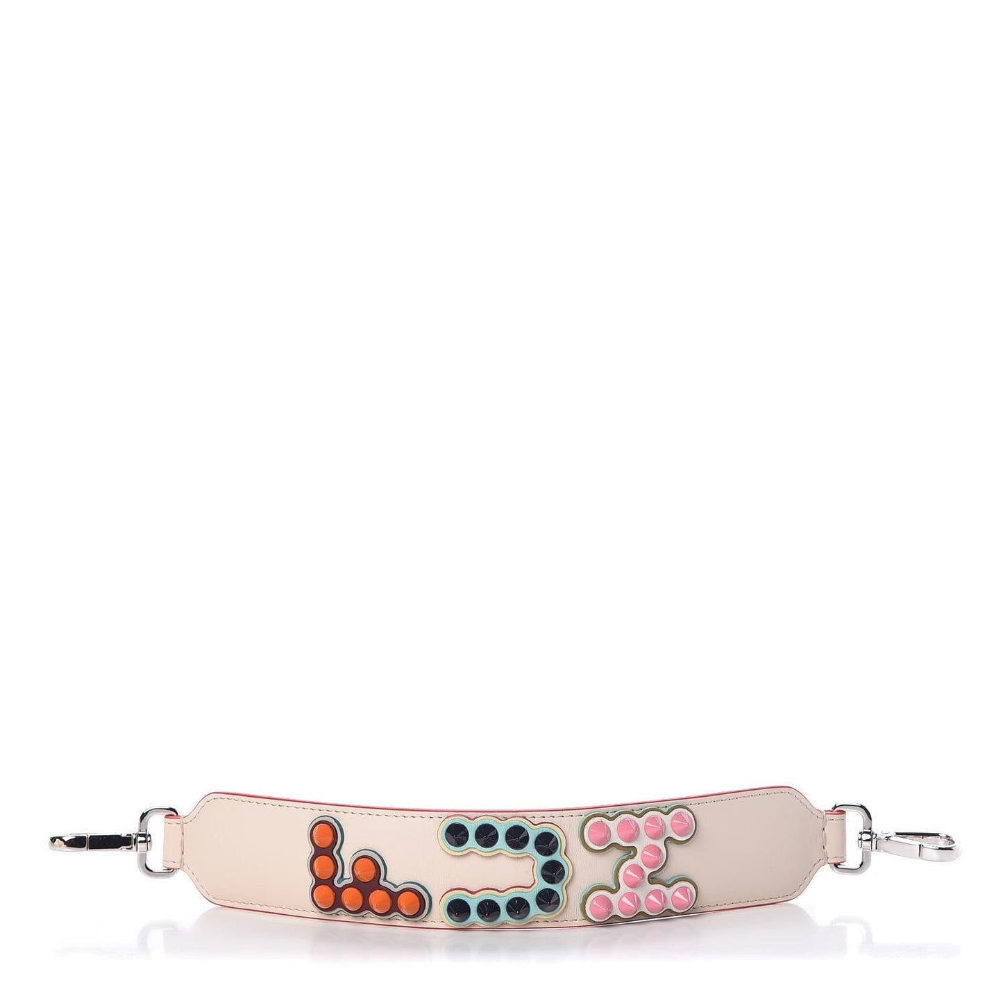 "FUN" Beige Multicolor Studded Mini Leather Shoulder Strap