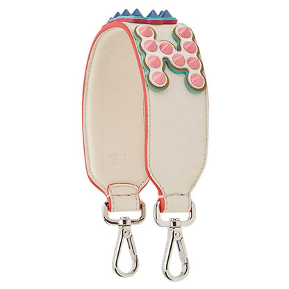 "FUN" Beige Multicolor Studded Mini Leather Shoulder Strap