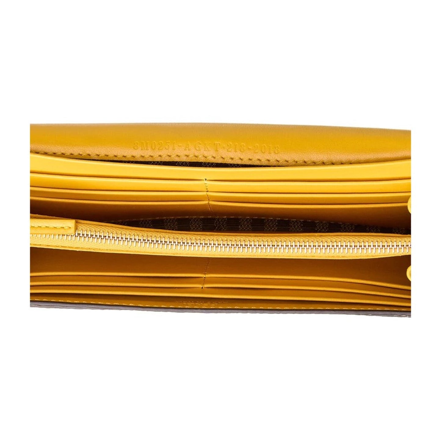 F is Yellow Leather Vertigo Print Long Wallet