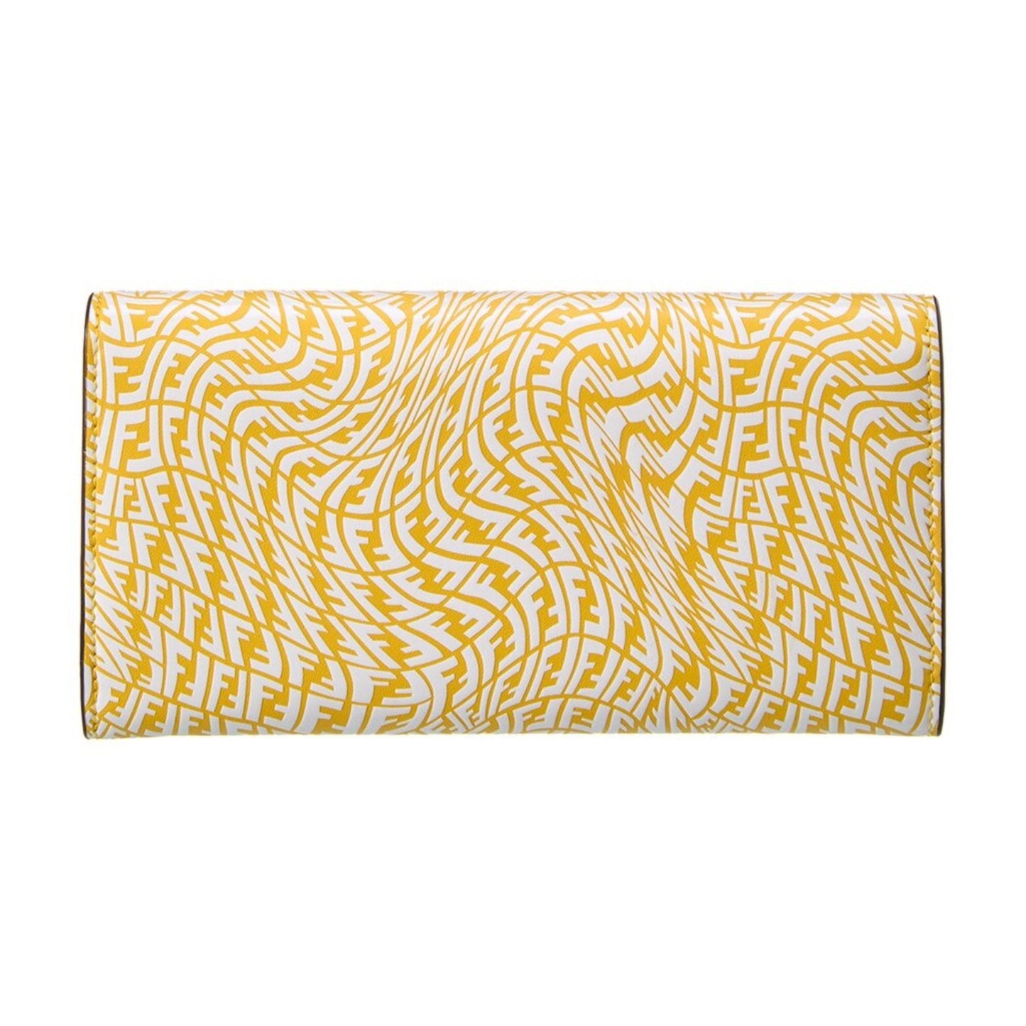 F is Yellow Leather Vertigo Print Long Wallet