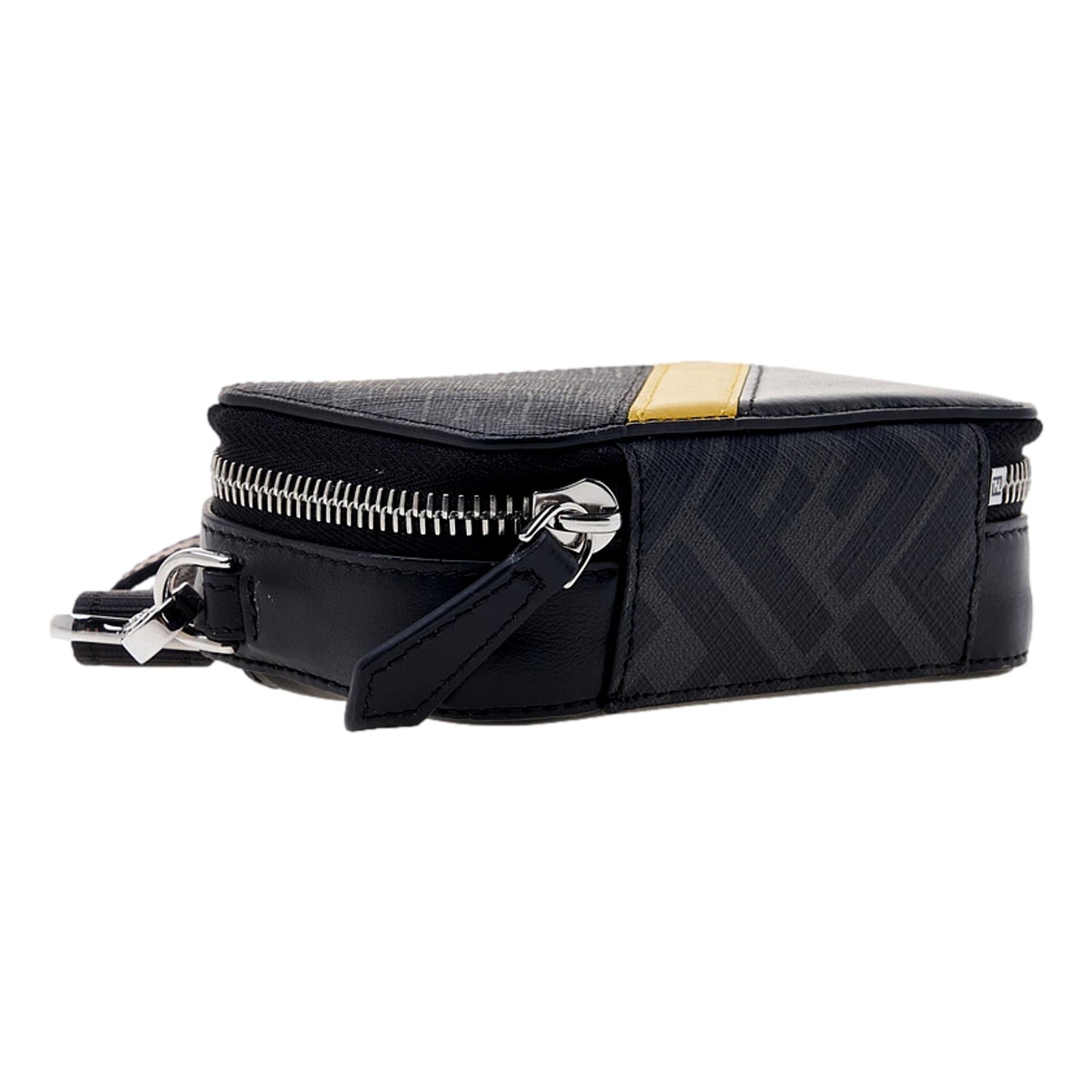 FF Diagonal Stripe Black Mini Camera Crossbody Bag