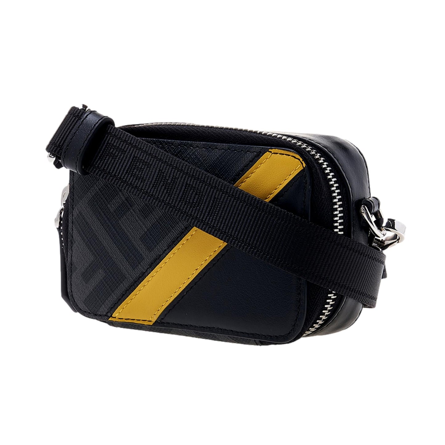 FF Diagonal Stripe Black Mini Camera Crossbody Bag