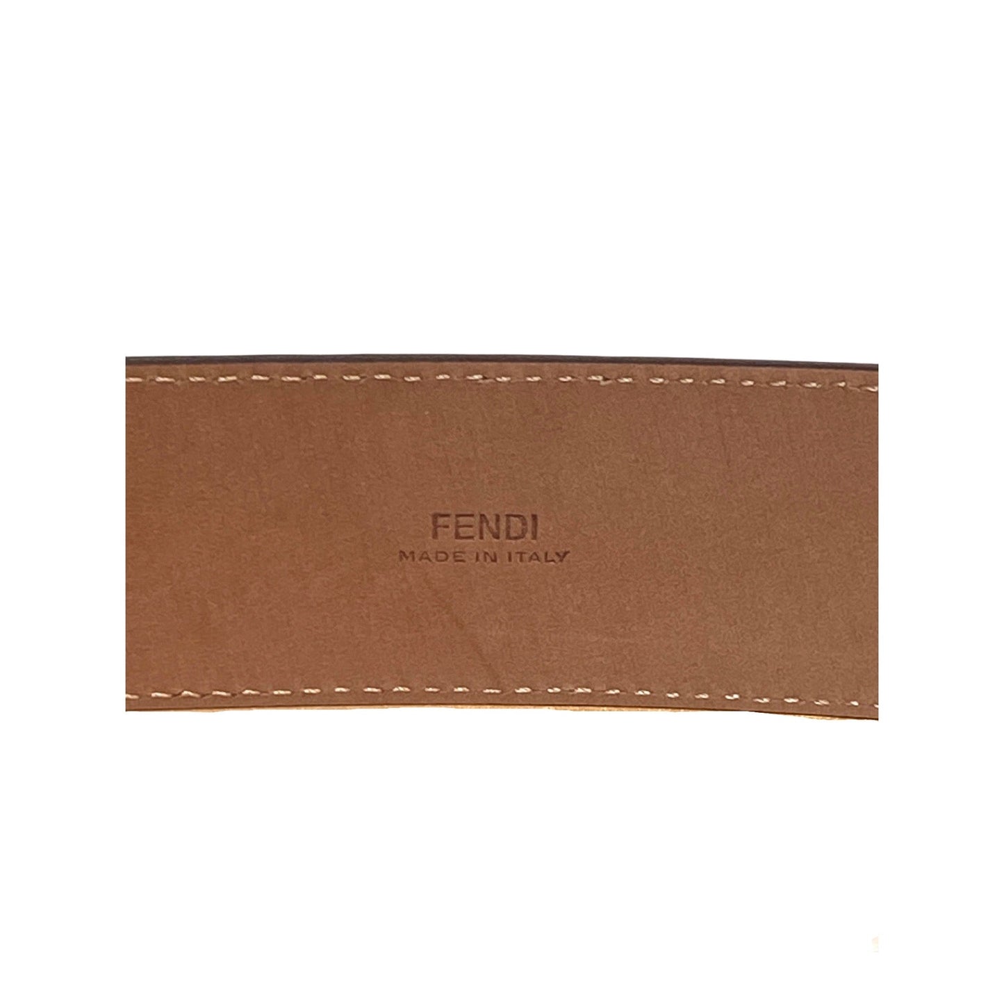 FF Logo Ebano Brown Pebbled Leather Belt 105