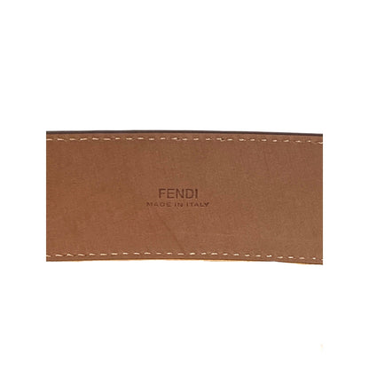 FF Logo Ebano Brown Pebbled Leather Belt 105