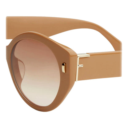 First Dark Beige Acetate Round Frame Tinted Sunglasses