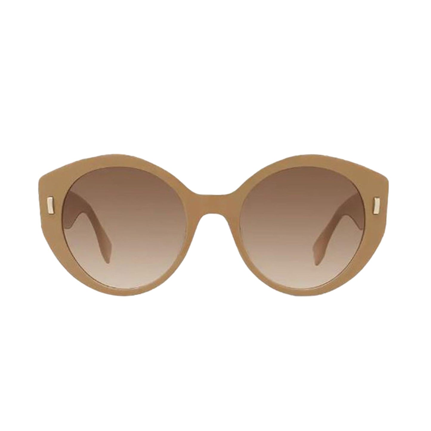 First Dark Beige Acetate Round Frame Tinted Sunglasses