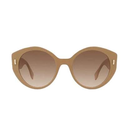 First Dark Beige Acetate Round Frame Tinted Sunglasses