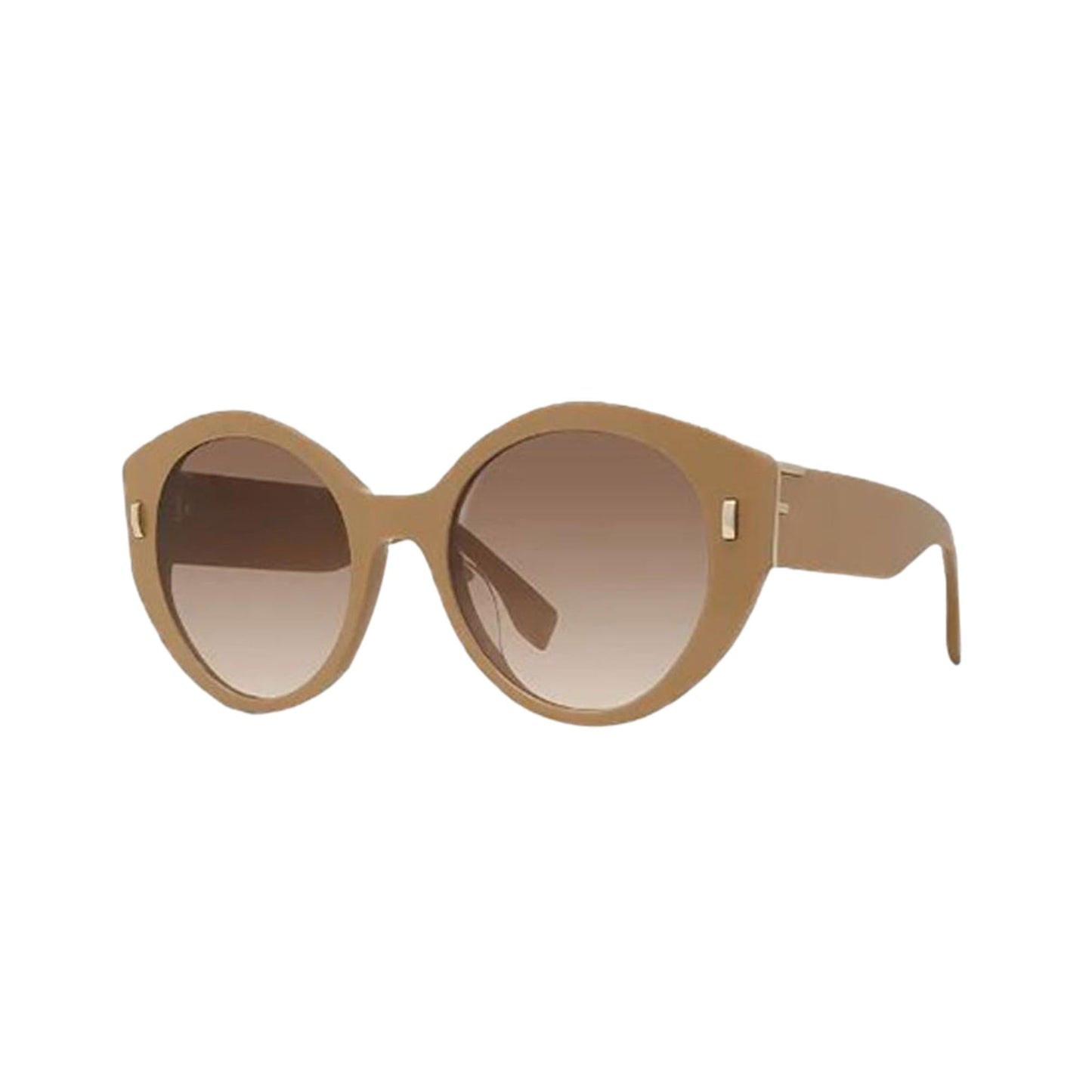 First Dark Beige Acetate Round Frame Tinted Sunglasses