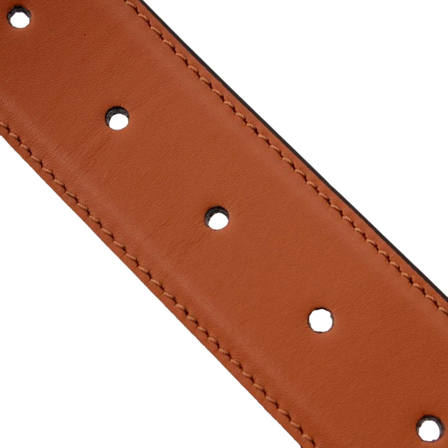 First Gold Logo Cuoio Brown Calf Leather Belt Size 90