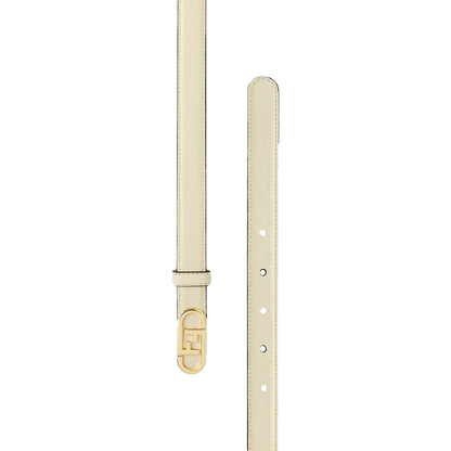 O'Lock Ivory Leather Skinny Belt Size 90