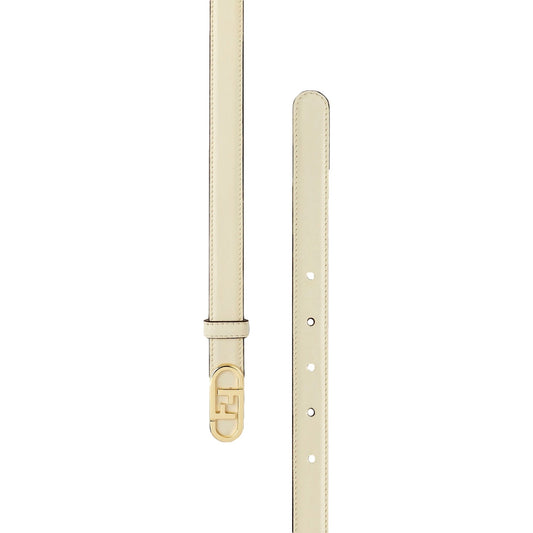 O'Lock Ivory Leather Skinny Belt Size 90