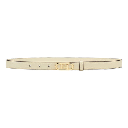 O'Lock Ivory Leather Skinny Belt Size 90