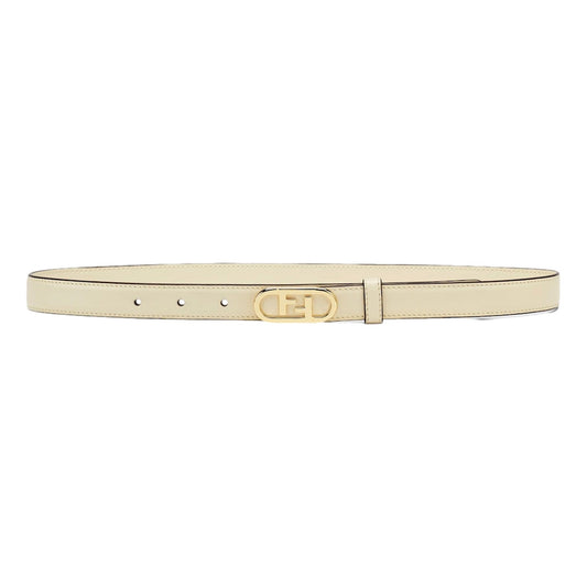 O'Lock Ivory Leather Skinny Belt Size 90