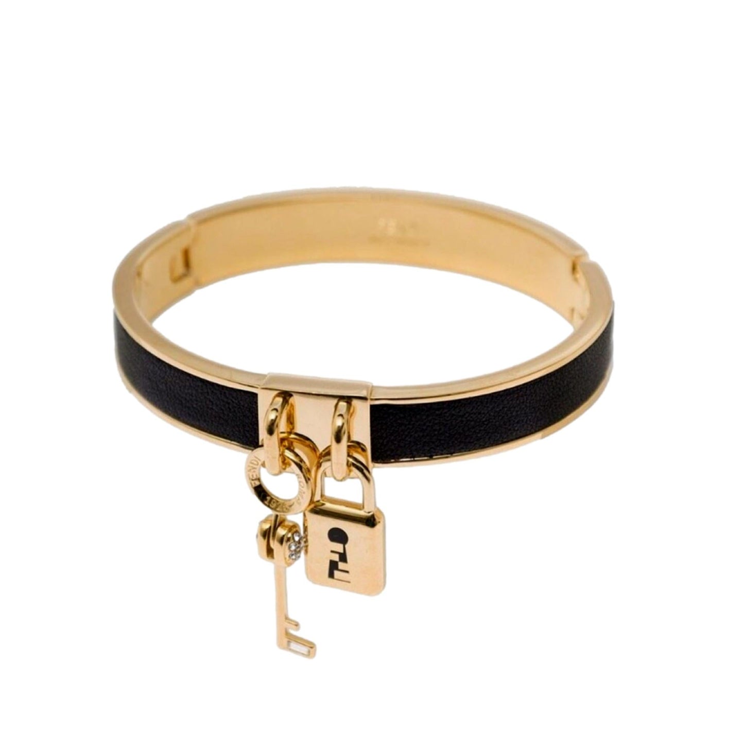 Master Key Black Leather Gold Small Bracelet