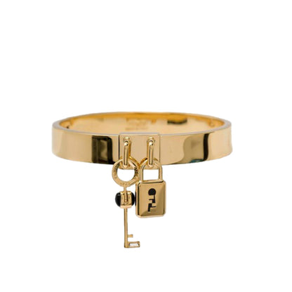 Master Key Pendant Gold Finish Metal Medium Cuff Bracelet