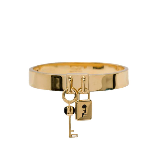 Master Key Pendant Gold Finish Metal Medium Cuff Bracelet