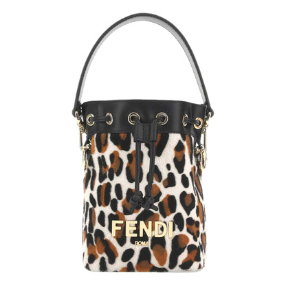 Mon Tresor Animal Print Sheepskin Mini Crossbody Bucket Bag