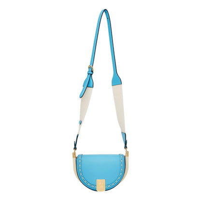 Moonlight Cyber Blue Leather Satchel Crossbody Bag