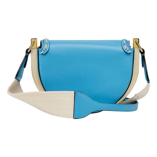 Moonlight Cyber Blue Leather Satchel Crossbody Bag