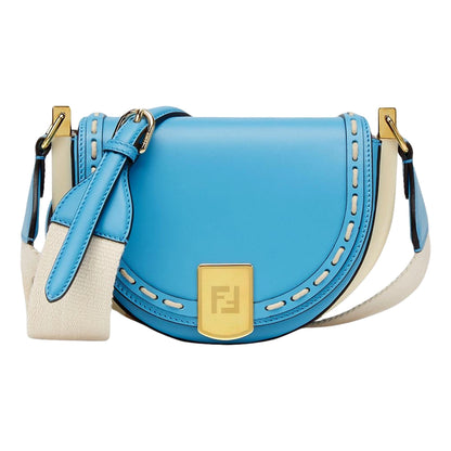 Moonlight Cyber Blue Leather Satchel Crossbody Bag