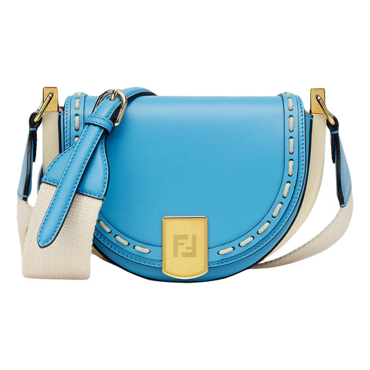 Moonlight Cyber Blue Leather Satchel Crossbody Bag