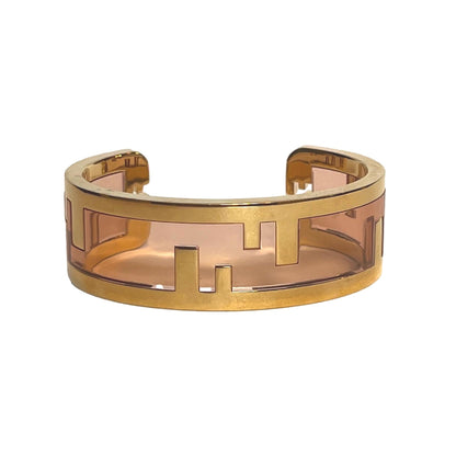 O'Lock Womens Gold Metal and Dust Pink Plexiglass Small Bracelet