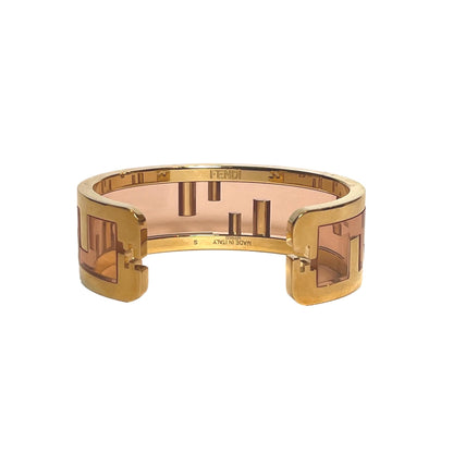 O'Lock Womens Gold Metal and Dust Pink Plexiglass Small Bracelet