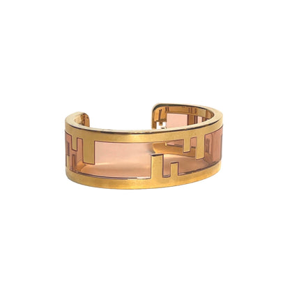 O'Lock Womens Gold Metal and Dust Pink Plexiglass Small Bracelet