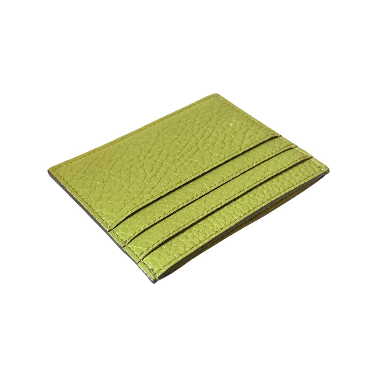 Peekaboo Kiwi Green Grained Leather Card Case Wallet