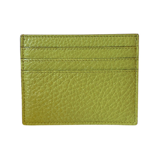 Peekaboo Kiwi Green Grained Leather Card Case Wallet