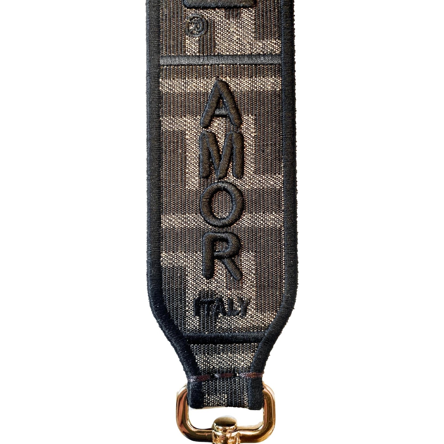 Roma Amor Embroidered Zucca Canvas Brown Mini Strap