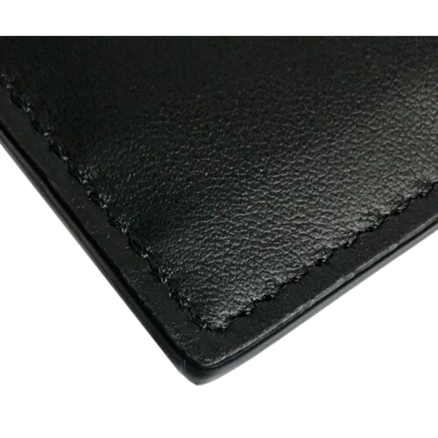 Roma Black Calfskin Leather Embossed Logo Card Case Wallet