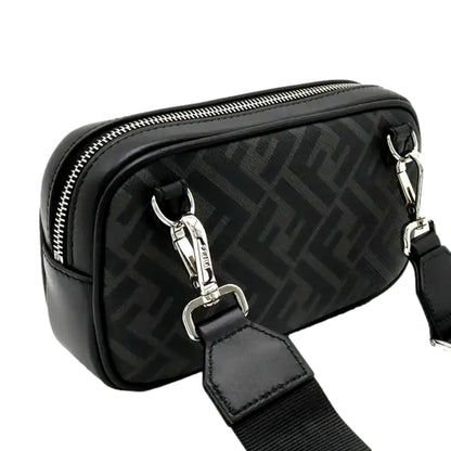 Roma Black Zucca Canvas Mini Camera Crossbody Bag