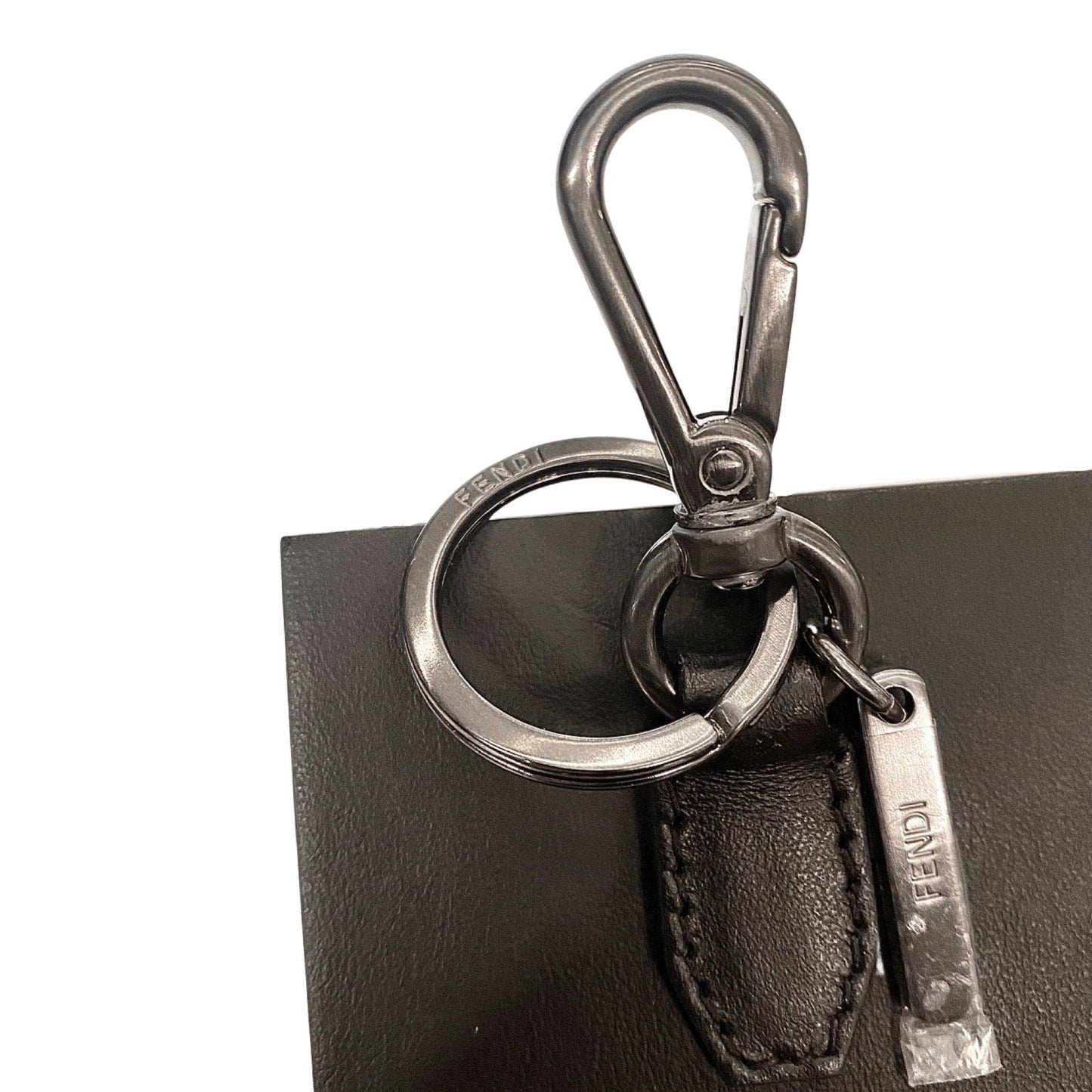 Roma Mini Box Black Leather Key Ring Charm