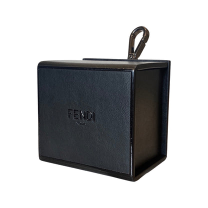 Roma Mini Box Black Leather Key Ring Charm