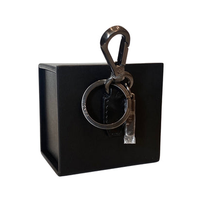 Roma Mini Box Black Leather Key Ring Charm