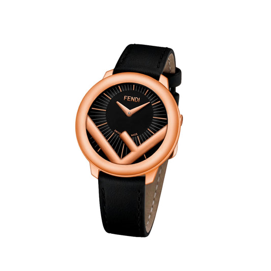 Runaway Rose Gold Black Calf Leather 36 MM Fashion Watch