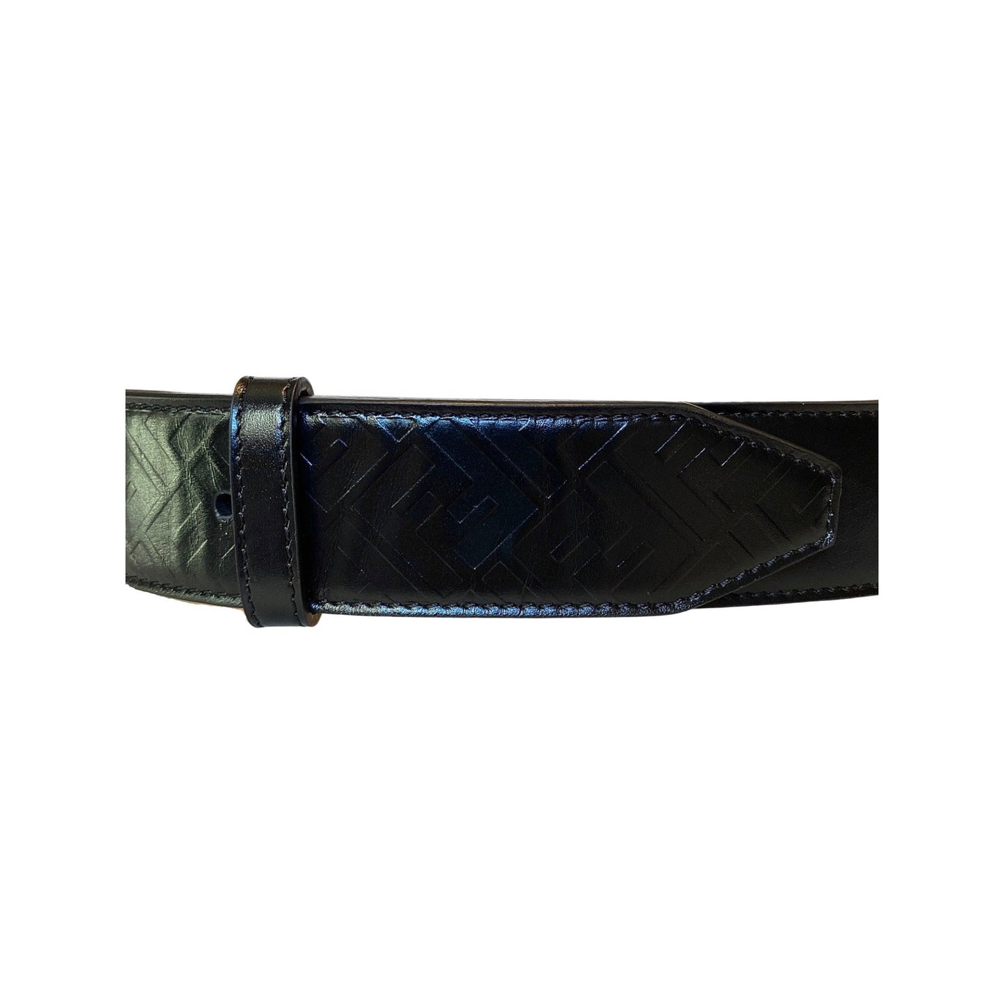 Silver Buckle Smooth Black Calf Leather Belt 100