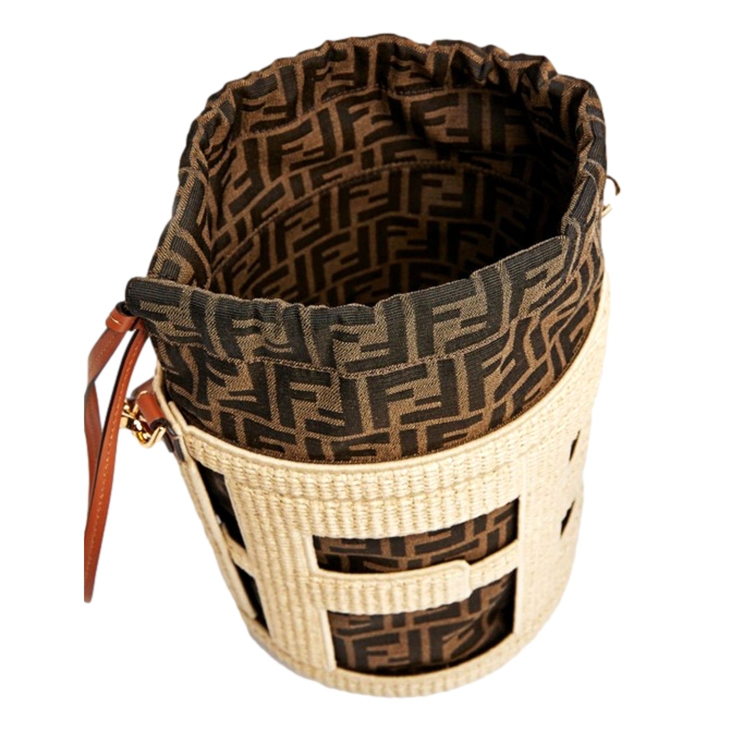 Step Out Straw and Canvas Medium Shoulder Bucket Bag